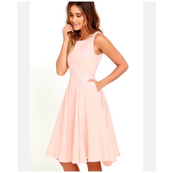 Lulus Sweetly Sung Peach Midi Dress in size small - Picture 3 of 8